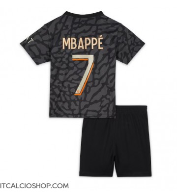 Paris Saint-Germain Kylian Mbappe #7 Terza Maglia Bambino 2023-24 Manica Corta (+ Pantaloni corti)